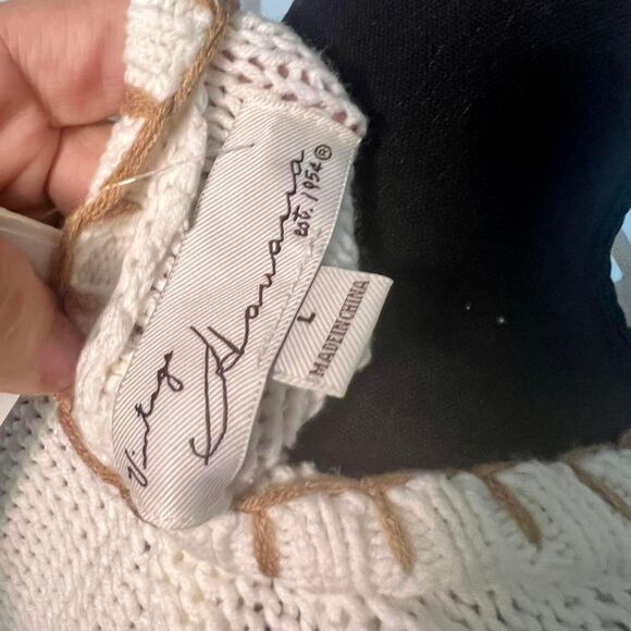 Vintage-havana Women's Cream and Tan Sweater NWT Size L - Picture 6 of 8